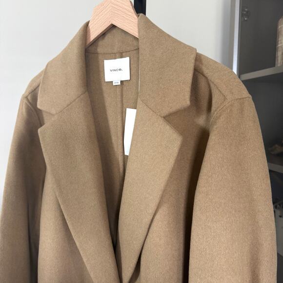 Vince One Button Long Coat NEW Wool Blend Camel Tan Size 1X - Picture 4 of 7